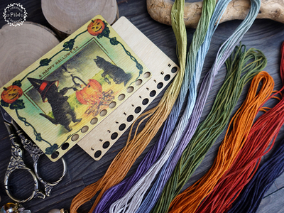 Комплект органайзер + набор ниток "Хэллоуинские котики"