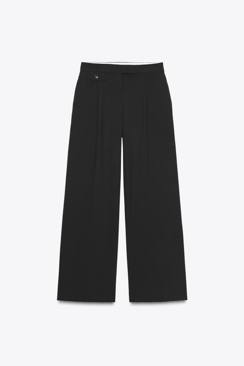 ZARA ШИРОКИЕ БРЮКИ С ЗАЩИПАМИ, ЧЕРНЫЙ