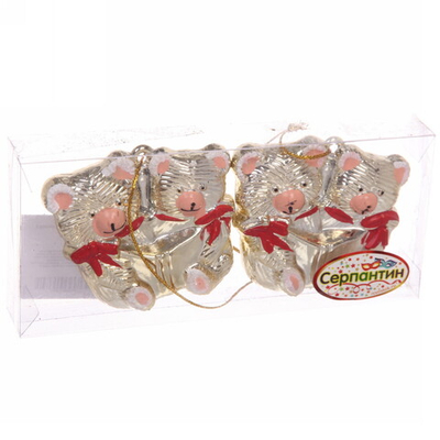 Елочные игрушки «Мишутки» 5*6 см (набор 2 шт), Золото