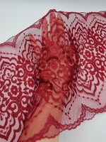 Вышивка на сетке темно-красная с блеском К765