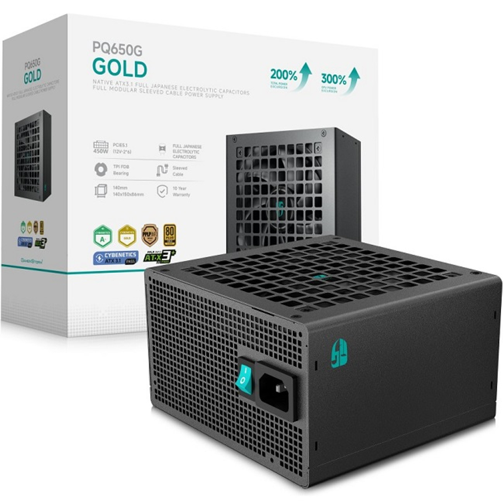 Блок питания Deepcool 650W GAMERSTORM PQ650G, модульный, 16 Pin PCIe 5.0, 80 PLUS Gold (R-PQ650G-FD0B-WGEU-V1)