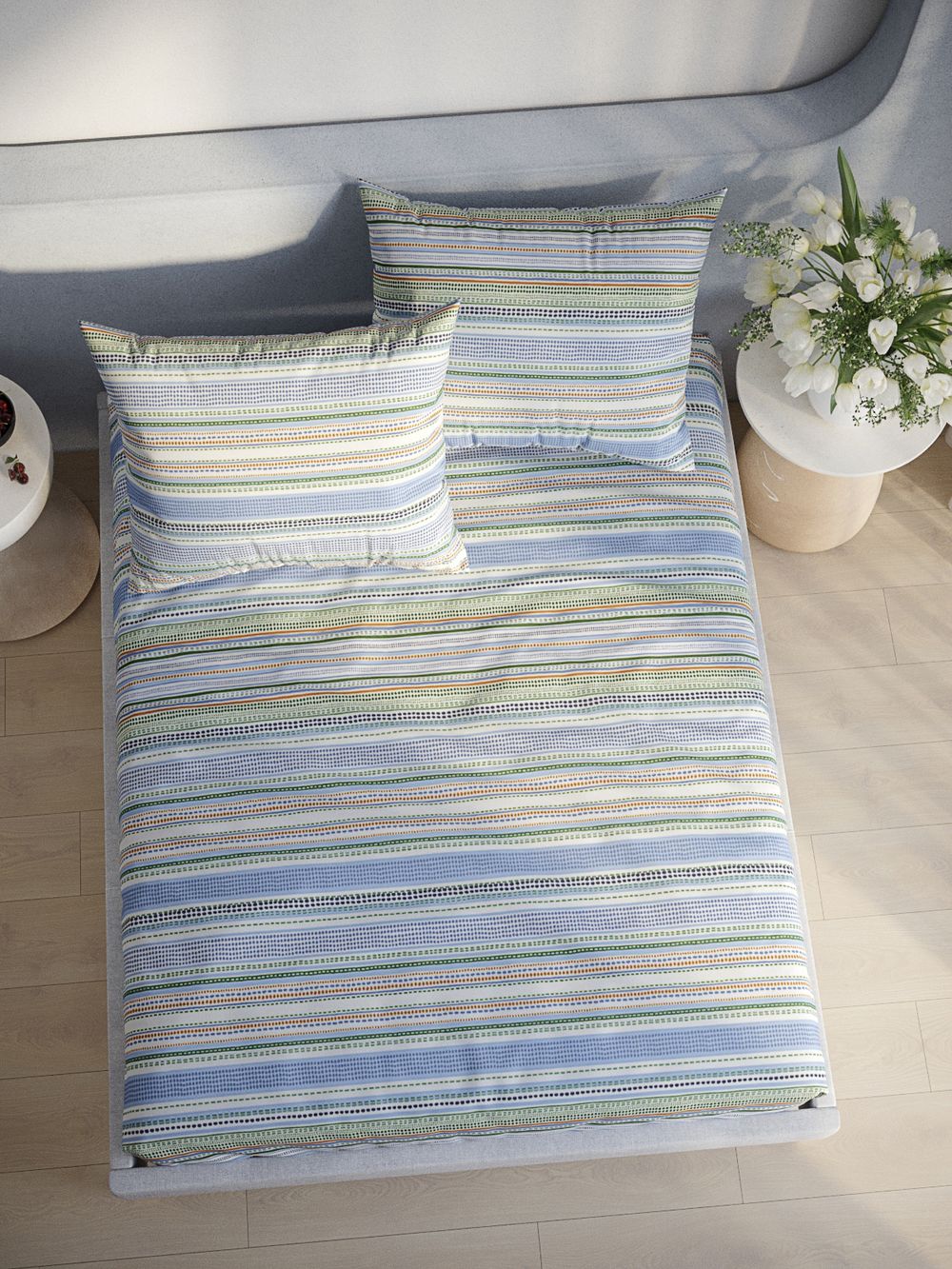 Постельное белье перкаль Сказка "Бисер/Бисер" евро Наволочка 50х70 см 2 шт Простынь на резинке 180x200 см Пододеяльник 200x215 см