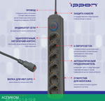 Сетевой фильтр Ippon BK-6-UPS-1.8-10-B черный