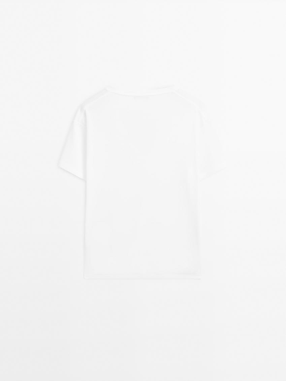 Massimo Dutti Футболка из 100% хлопка с V-образным вырезом, белый