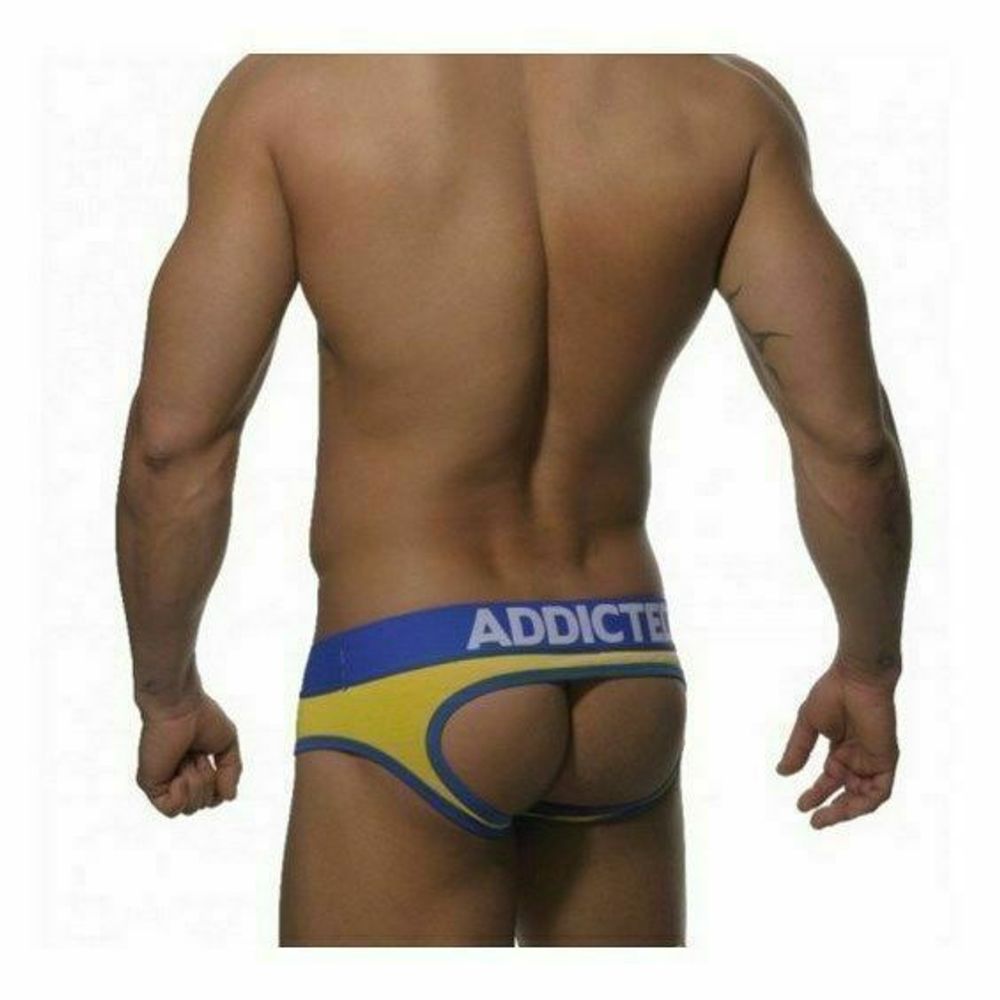 Мужские трусы джоки желтые с синей резинкой Seobean Addicted