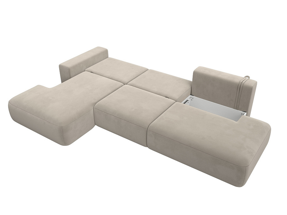 Диван угловой Лига-036 НПБ Модерн Лонг левый угол МИКРОВЕЛЬВЕТ Бежевый