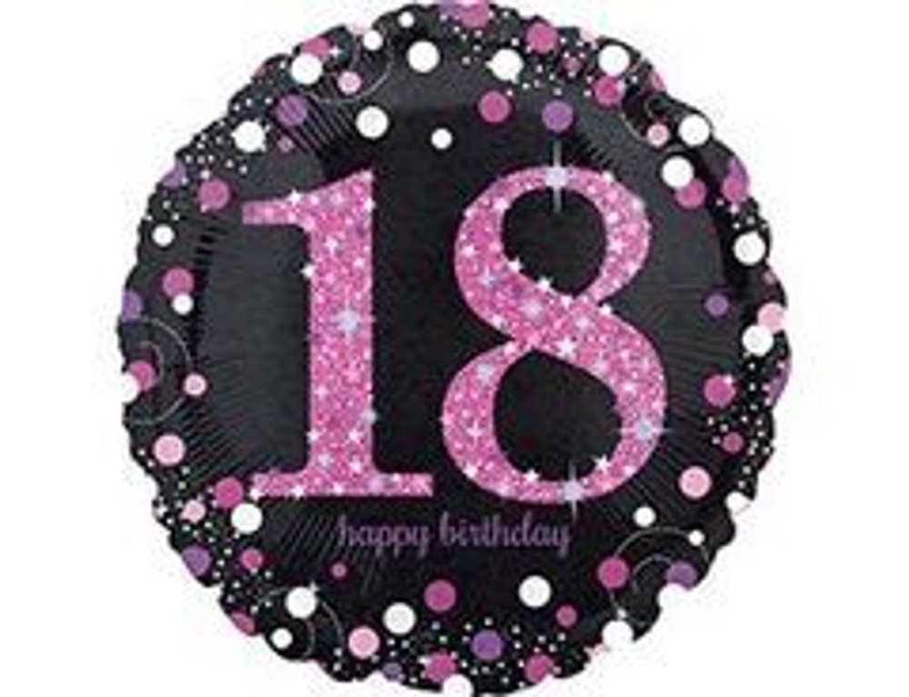 А 18" Круг, С днем рождения 18 лет (розовый), 1шт.