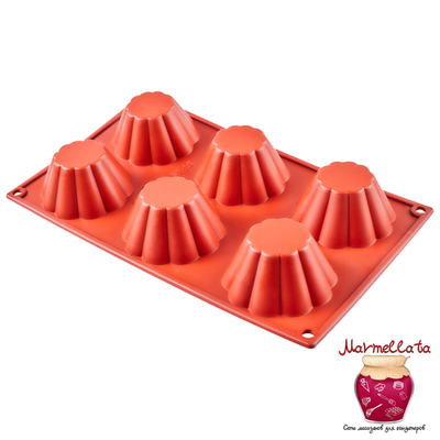 Форма силиконовая "БРИОШИ", 6 фигур, d79 мм*h37 мм