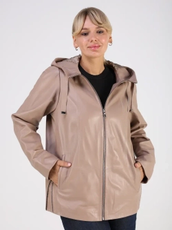 Кожаная куртка демисезонная с капюшоном