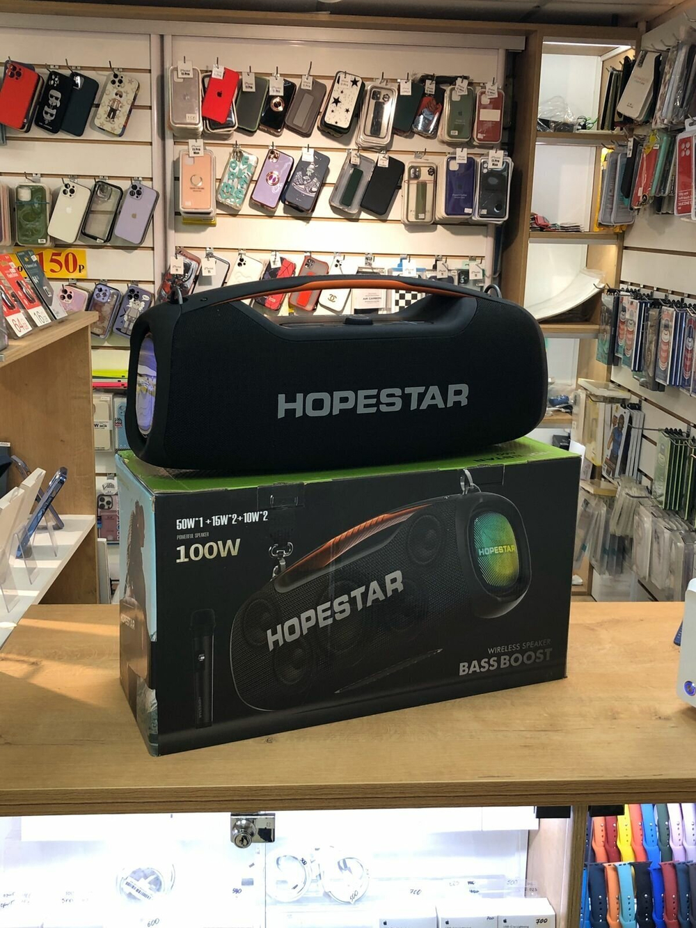 Портативная Беспроводная Bluetooth Колонка Hopestar A60, 100W / Караоке Система / Беспроводной Микрофон / Черная