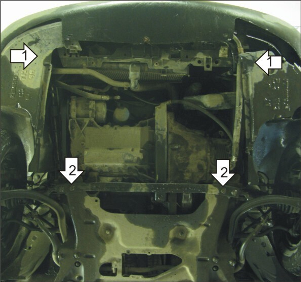 Защита картера Двигателя, КПП. 2 мм, Сталь. для Citroen C5 2001-2004 MOTODOR.00403