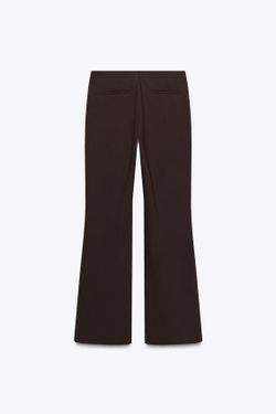 ZARA БРЮКИ FLARED С ВЫСОКОЙ ПОСАДКОЙ, ТЕМНО-КОРИЧНЕВЫЙ