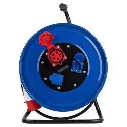 Удлинитель силовой ЭРА IND380-RM-3e-5x4-30m-IP44 380В на катушке 3 розетки 1xCEE 5P/2xSCHUKO 30м КГ 5х4 32A IP44 | Силовые удлинители