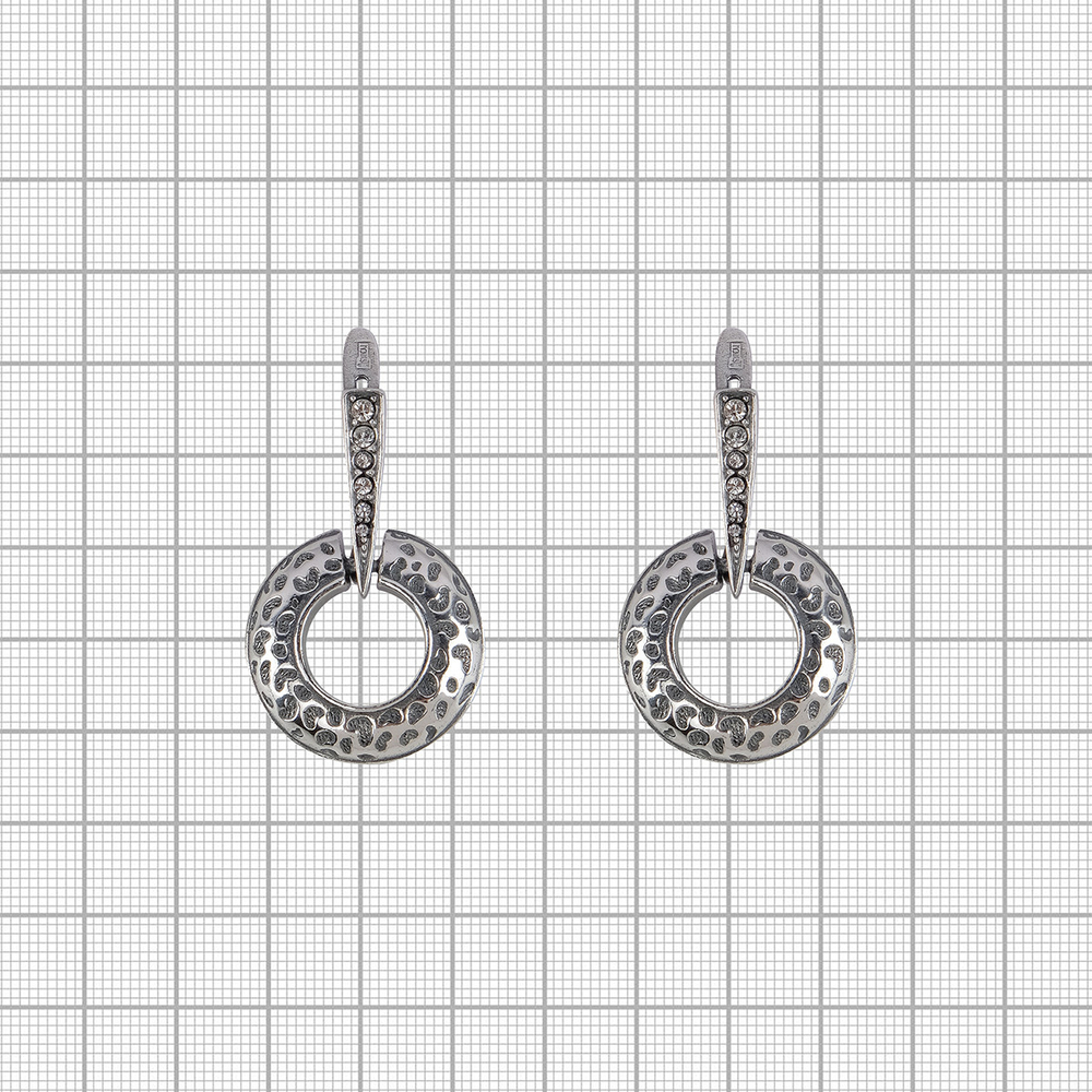 "Ортан" серьги в серебряном покрытии из коллекции "Дикие кошки" от Jenavi  с английским замком