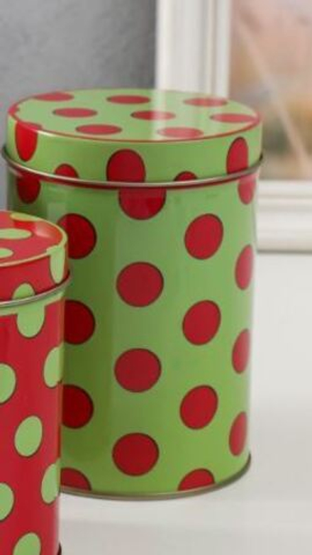 Шкатулка металл цилиндр "Горошек" №2, 9х9х12,7 см