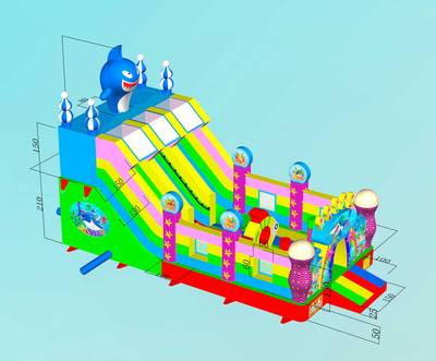 Коммерческий надувной батут с горкой «В гостях у моря 2», 8*4*5 м