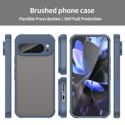 Чехол с синими боковыми рамками для Google Pixel 9 Pro, задняя крышка прозрачная тонированная