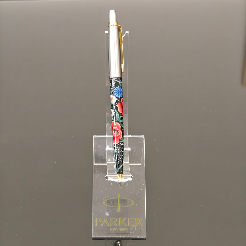 Коллекционная сувенирная авторучка Parker "Полевые цветы" с ручной росписью Палех в коробке
