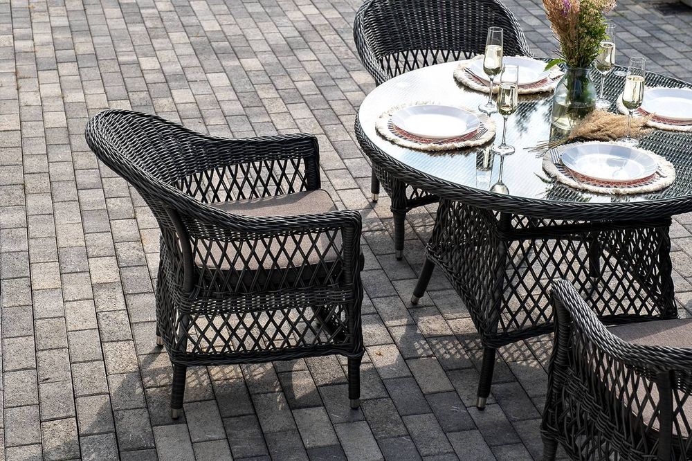 "Дольче" обеденная группа из искусственного ротанга, цвет графит