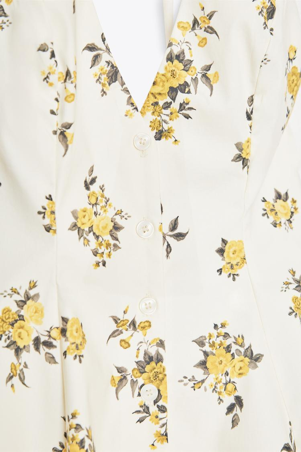 ZARA КОРОТКОЕ ПЛАТЬЕ-ХАЛТЕР С ЦВЕТОЧНЫМ ПРИНТОМ, ЭКРЮ/ЖЕЛТЫЙ