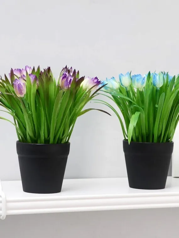 Бонсай в горшке "Тюльпаны" 9х19 см, микс