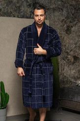 Мужской махровый халат Kevin, синий POLENS