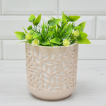 Кашпо Leaves 1,25л, пудра/белый