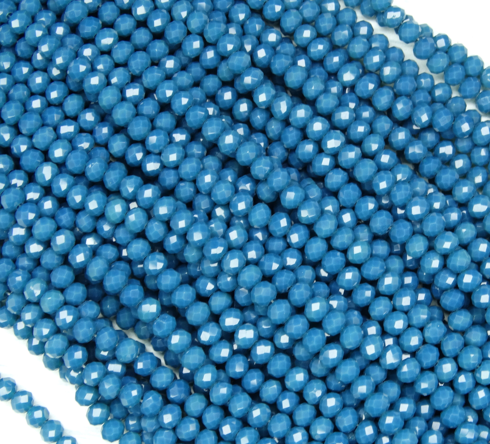 БН020НН23 Хрустальные бусины "рондель", морская волна непрозрозрачный, 2х3 мм, кол-во: 95-100 шт.