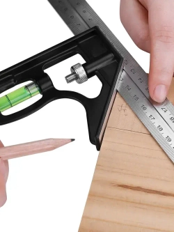 Угольник строительный с уровнем 30см, DEKO DKM300, 45, 90 градусов