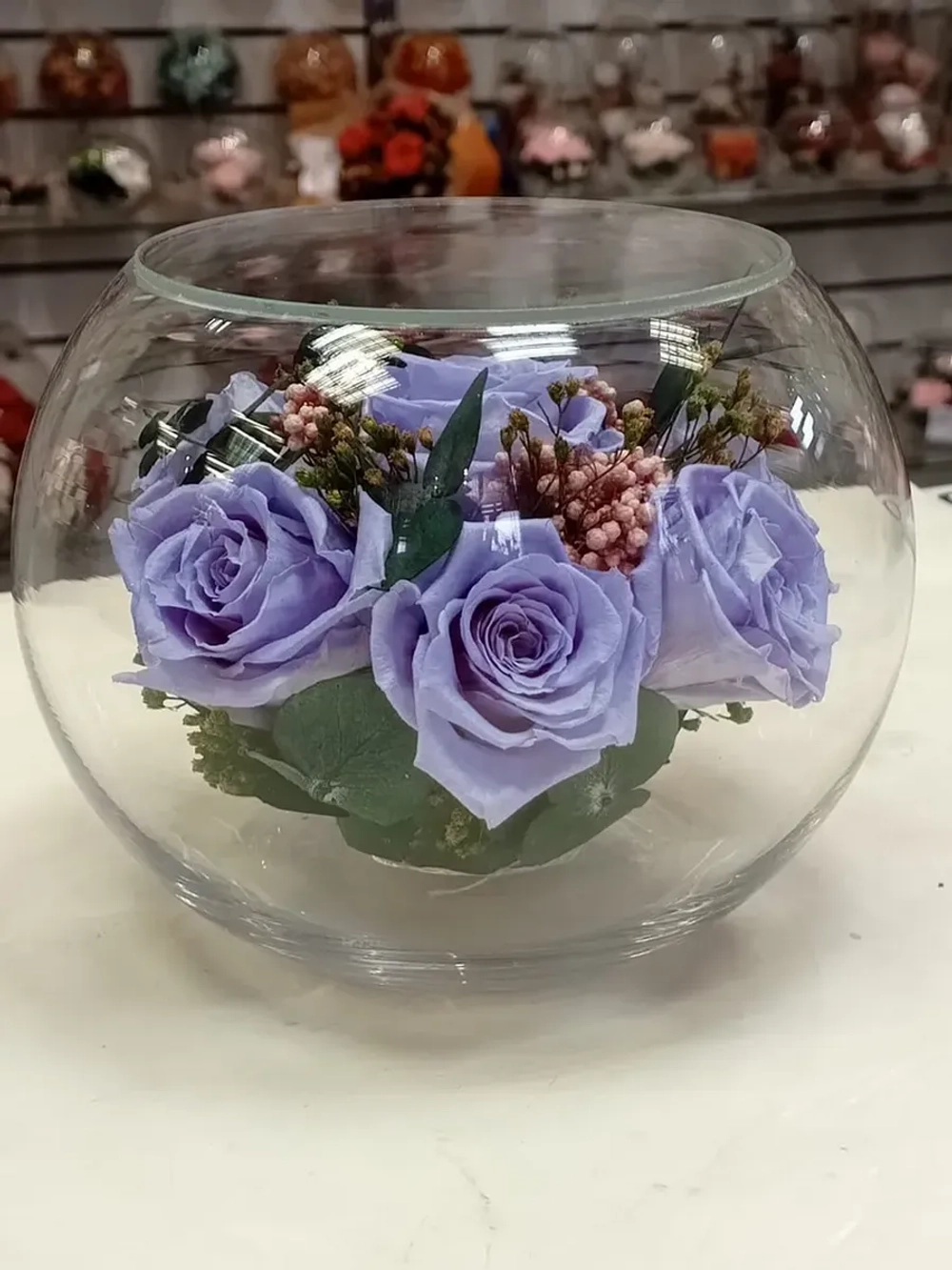 натуральные розы в стекле, вакуум*