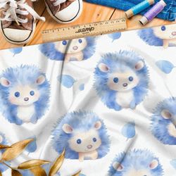 Ткань премиум флис голубые ежи