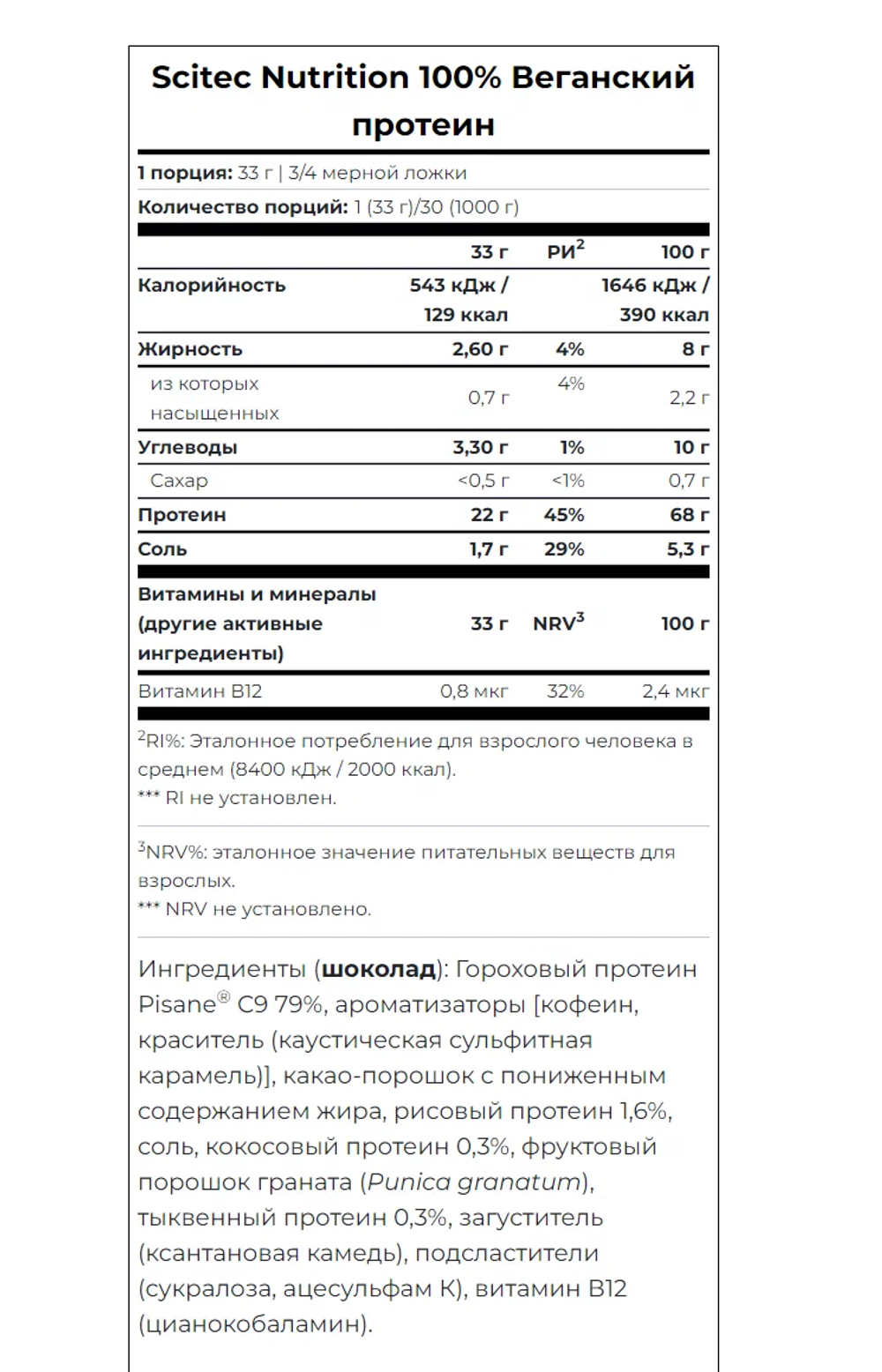 Scitec Nutrition 100% Vegan Protein, Растительный протеин