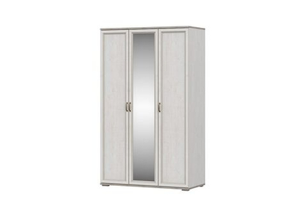 Шкаф для одежды распашной с зеркалом и полками Санторини светлый 135х60х223