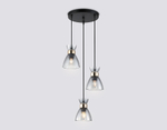 Светильник подвесной TR3408/3 BK/FGD/SM черный/золото/дымчатый E27/3 max 60W D345*1000