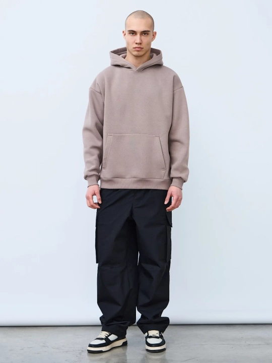 Худи оверсайз с начесом (темно-бежевый)