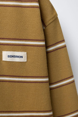 ZARA Х BENSIMON ® ЛОНГСЛИВ С ДЛИННЫМИ РУКАВАМИ В ПОЛОСКУ, ОЛИВКОВО-ЗЕЛЕНЫЙ