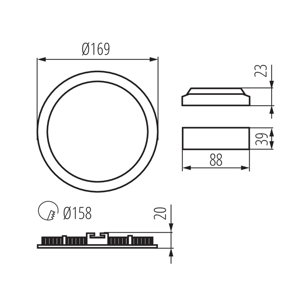 Встраиваемые светильники 12 ватт KANLUX ROUNDA V2LED12W-WW-W