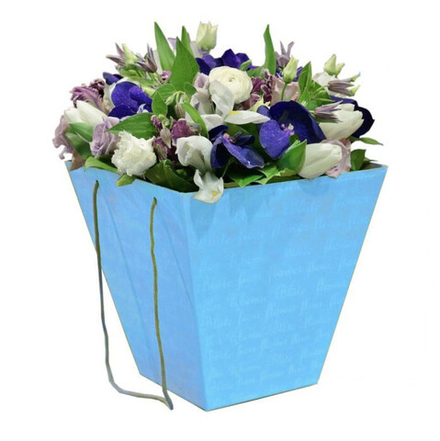 Коробка для цветов Синяя 12,5*18*22,5 см, 1 шт.