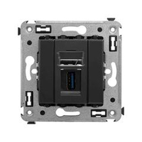 USB 3.0 розетка одинарная в стену, тип А-А, "Avanti", "Черный матовый"