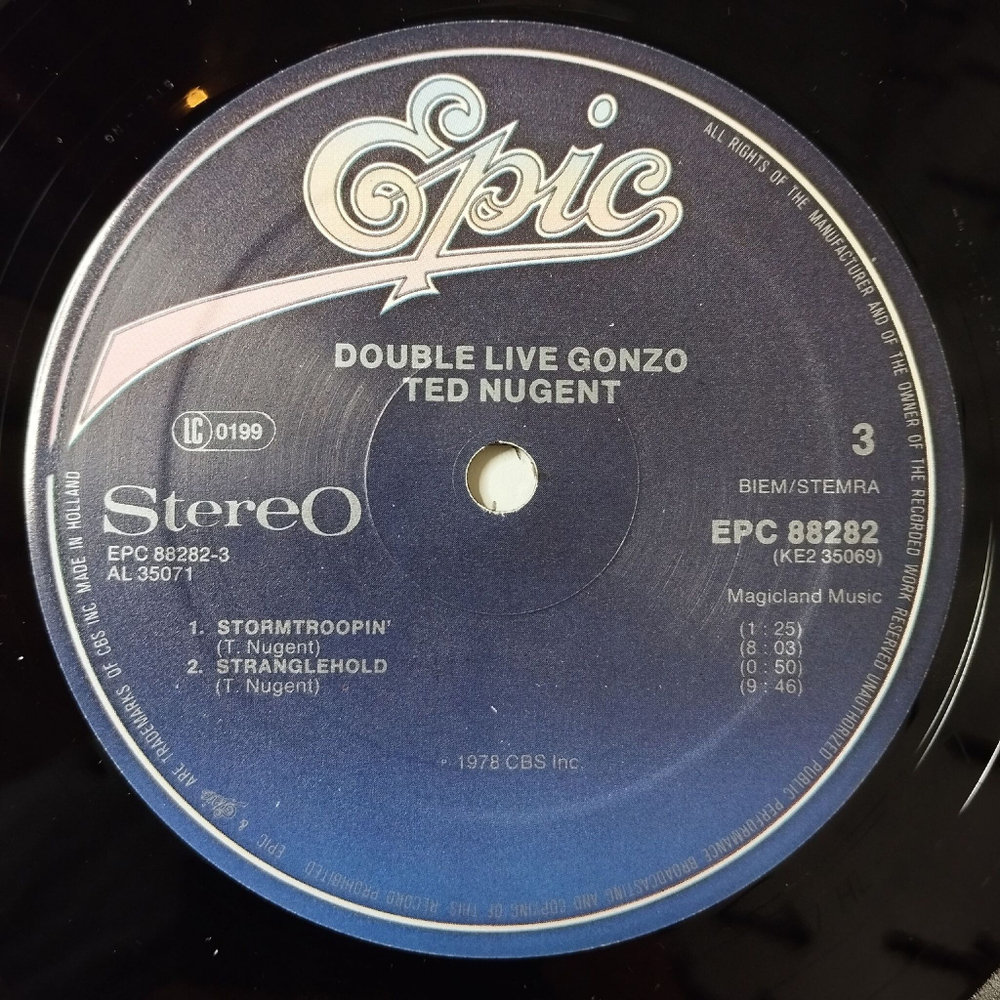 Винтажная виниловая пластинка LP Ted Nugent Double Live Gonzo (Holland 1978)