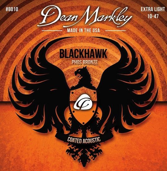 Струны для акустической гитары,с покрытием, 10-47, Dean Markley DM8010 Blackhawk Pure Bronze