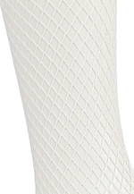 Чулки Le Frivole в мелкую сетку с кружевной резинкой на силиконе белые S/M