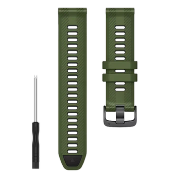 Ремешок силиконовый для Garmin Forerunner 970 / 965 / 955 / 745 (Хаки Черный)