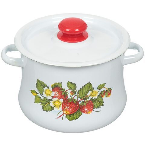 Кастрюля сталь, эмал, 4 л, с крыш, Сиб товары, С2512.3/С2512.3П/С2512.34, в асс, индукц