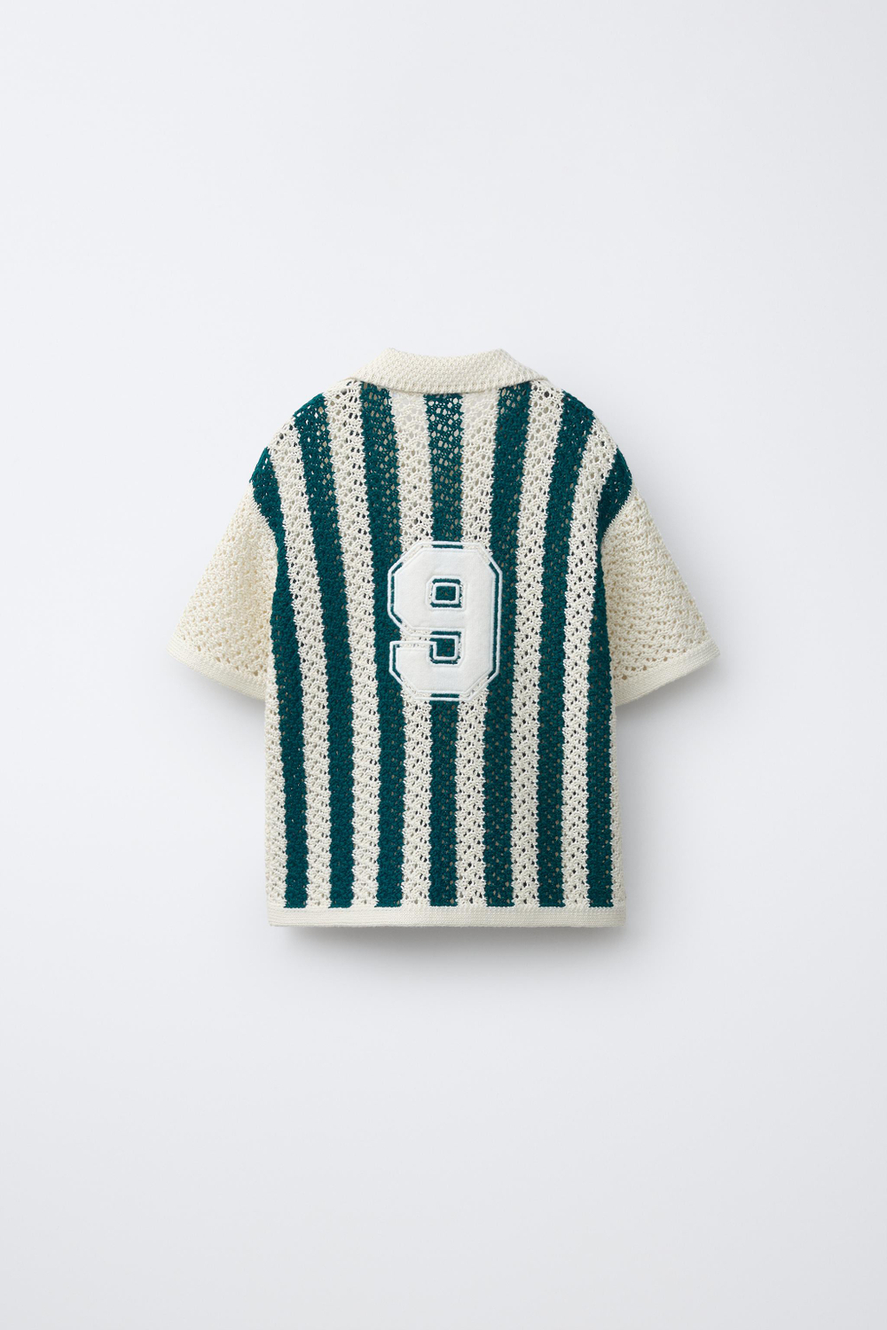 ZARA ТРИКОТАЖНОЕ ПОЛО В ПОЛОСКУ, ЭКРЮ/СИНИЙ