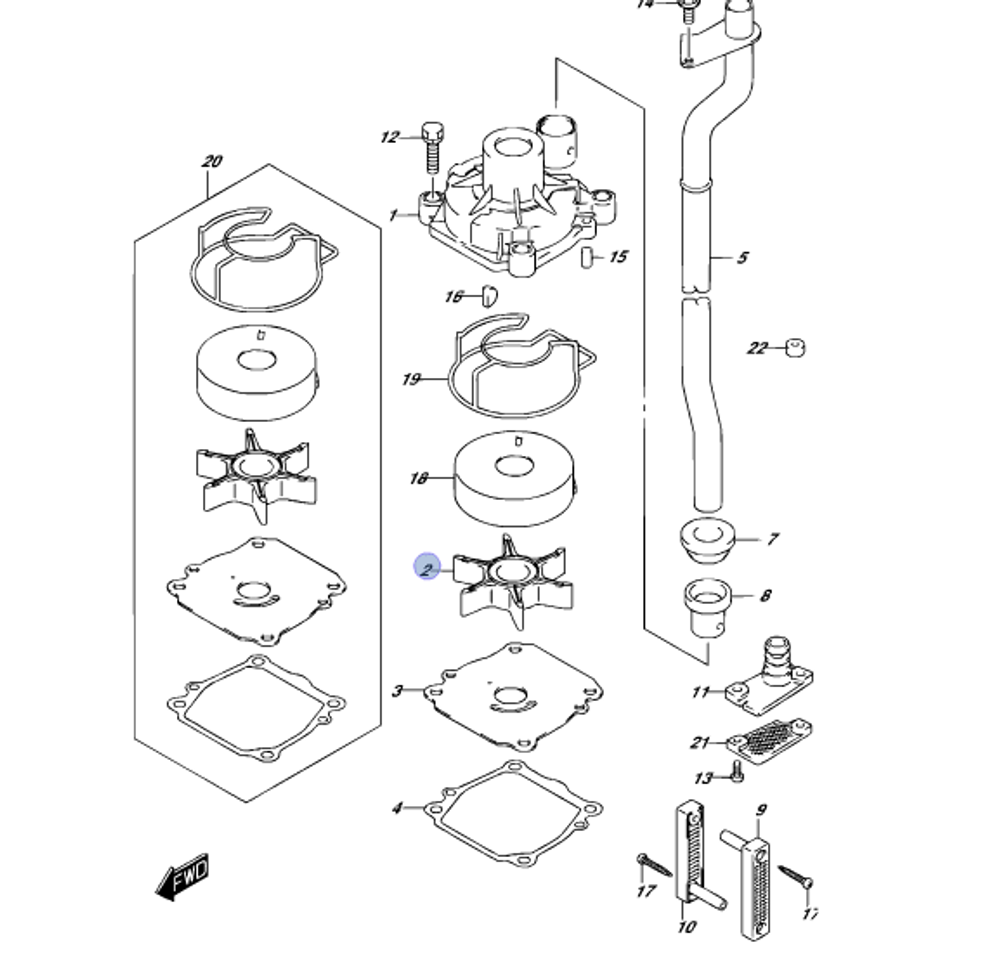 Крыльчатка помпы для лодочных моторов