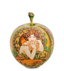 Народные промыслы МР-16/ 2-B Шкатулка-яблоко «Альфонс Муха - Драгоценные камни»