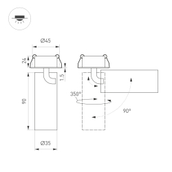 Светильник SP-NUANCE-BUILT-FLAP-R35-7W Warm3000 (BK, 36 deg, 230V) (Arlight, IP40 Металл, 5 лет) 049901