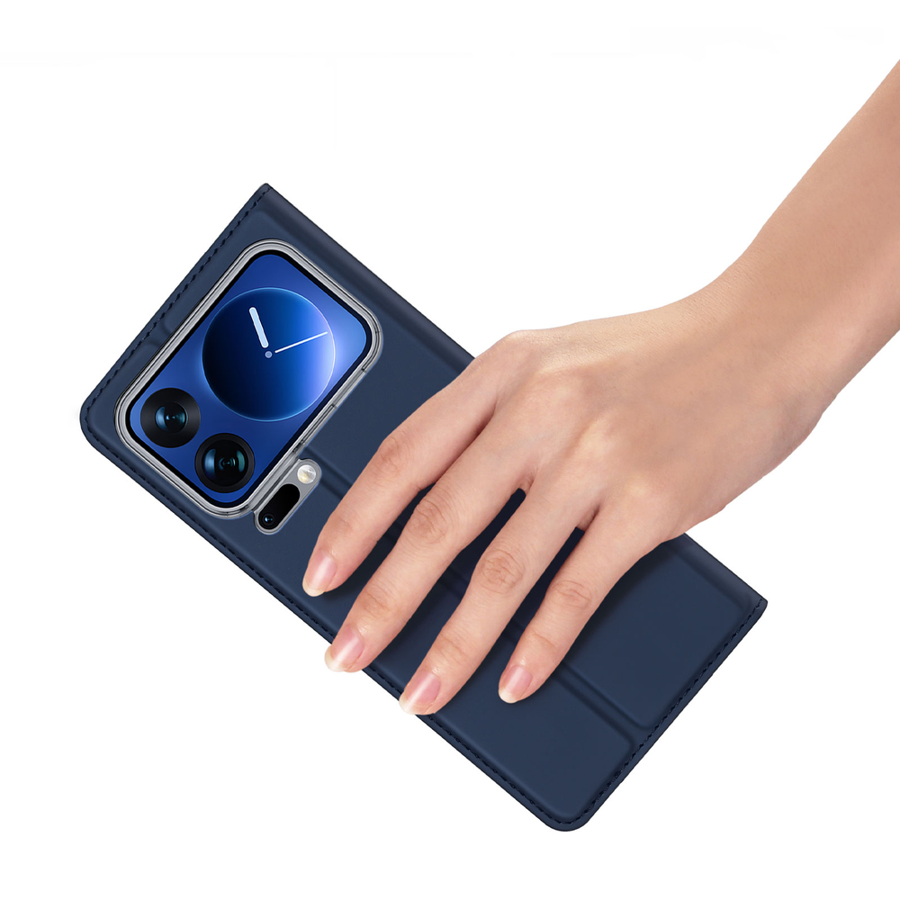 Чехол книжка из PU кожи синего цвета для Xiaomi 17 Pro Max, серия Skin Pro Series от Dux Ducis