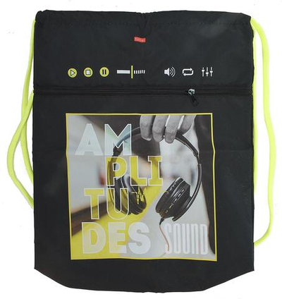 Мешок д/обуви 34х47см "Звук вокруг" 1 отделение с карманом на молнии (Хатбер)